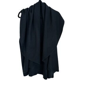 Look Women’s Sleeveless Cowl Shawl Neck Navy Blue Sweater Vest OS GUC